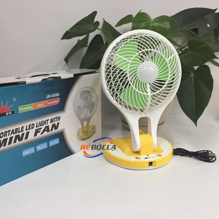 Quạt sạc tích điện mini Fan JR-5580 👉𝑺𝑰𝑬̂𝑼 𝑴𝑨́𝑻 𝑽𝑶̛́𝑰 3 𝑪𝑯𝑬̂́ Đ𝑶̣̂👉 siêu tiết kiệm pin. có đèn thắp sáng và cổng USB