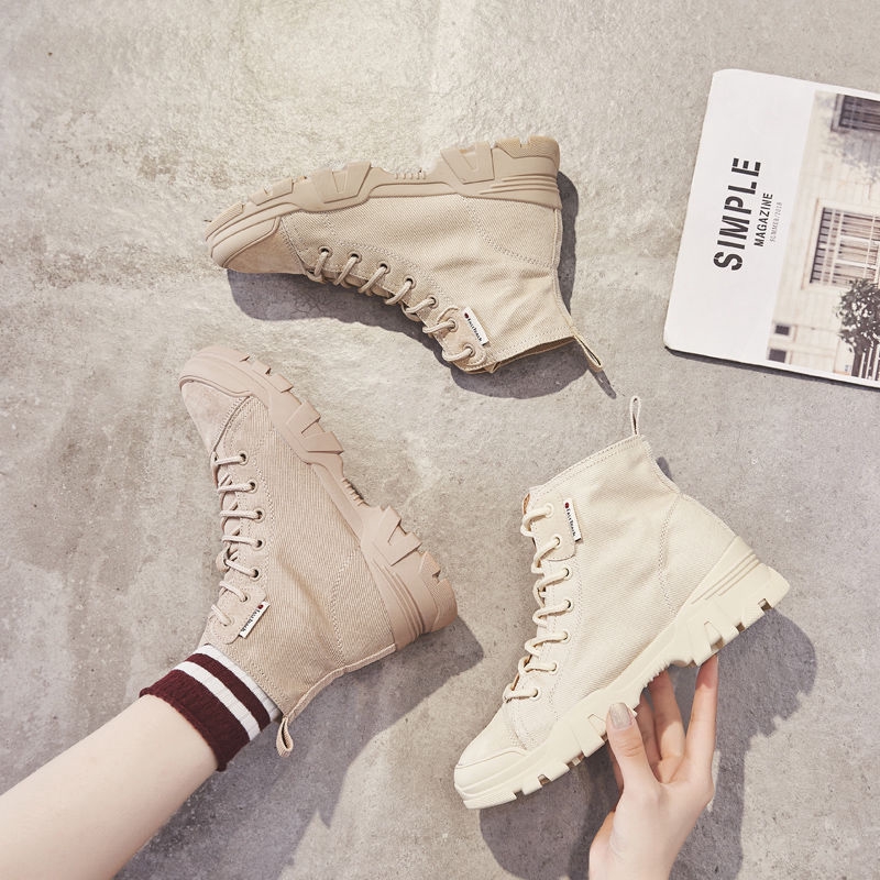 Giày Bốt Martin Cổ Cao Thoáng Khí Thời Trang Mùa Thu 2019 Cho Nữ