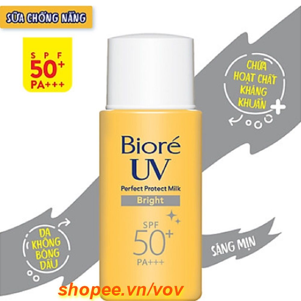 Sữa Chống Nắng 25ml Biore UV Perfect Protect Milk Bright Sáng Mịn SPF50+/PA+++, Vov Cung Cấp & Bảo Trợ.