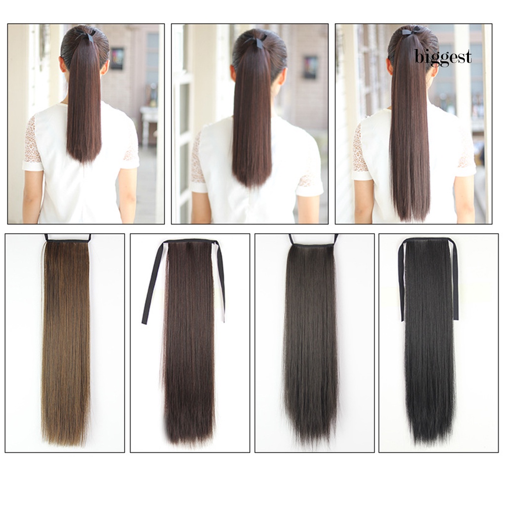 Bộ tóc giả dài thẳng tự nhiên dùng cho tóc đuôi ngựa hàng ngày chịu nhiệt tốt chất lượng cao