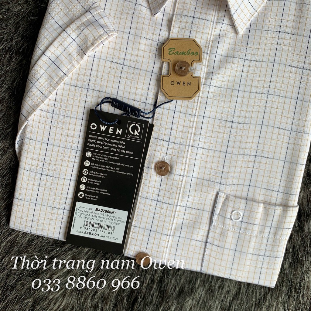 OWEN - Áo sơ mi ngắn tay Owen chất sợi tre 22666 | BigBuy360 - bigbuy360.vn