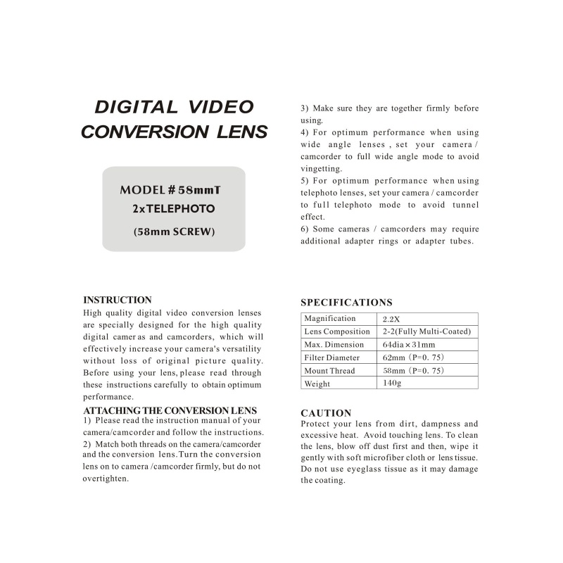 Bộ Chuyển Đổi Ống Kính Chuyên Nghiệp HSV 58mm Với Nắp Ống Kính Và Túi Đựng 2.0x Cho Microcosmic