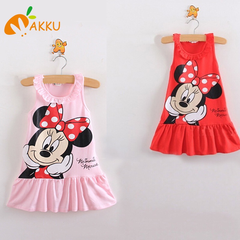 Đầm Xòe In Hình Chuột Minnie Xinh Xắn Cho Bé Gái akku