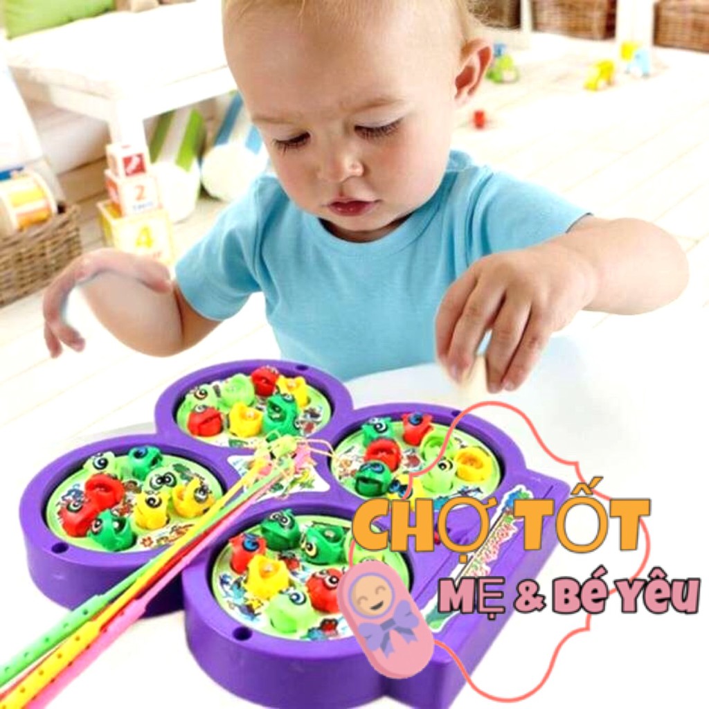 Đồ Chơi Câu Cá Nam Châm Dùng Pin 4 Hồ Có Nhạc