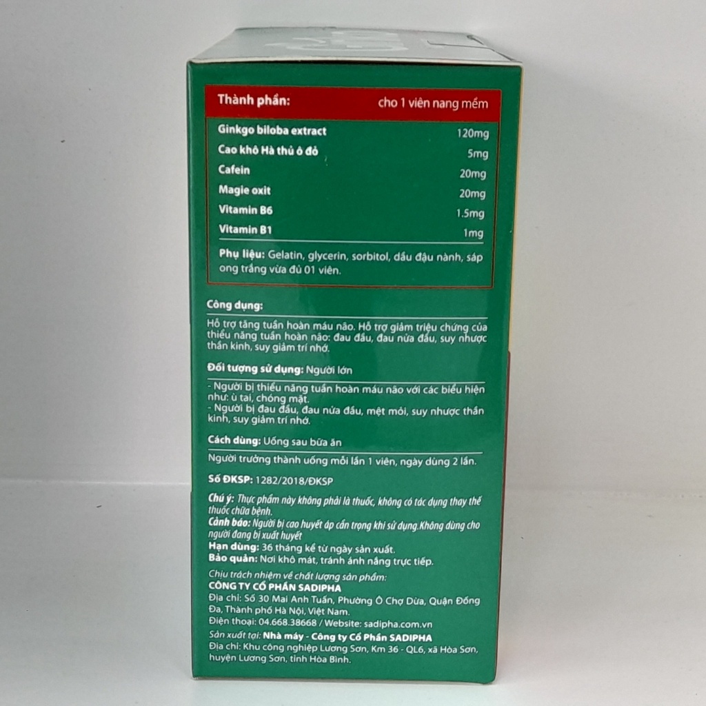 Ginko hà thủ ô đỏ- Hỗ trợ tăng tuần hoàn máu não, giảm triệu chứng của thiểu năng tuần hoàn máu não