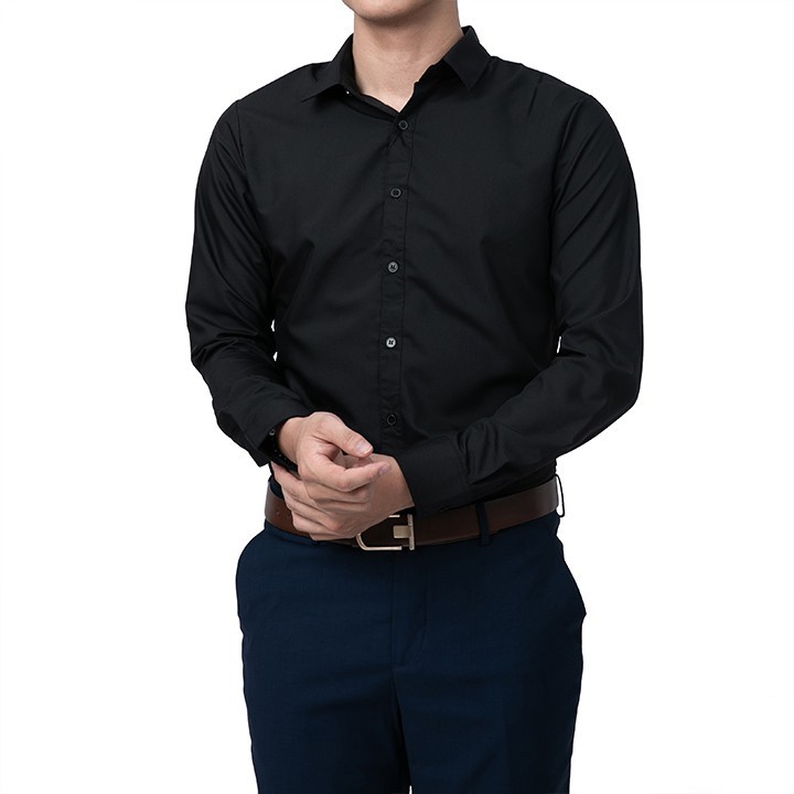 Áo sơ mi nam TCE đi học dáng trơn cổ bẻ co dãn thoáng khí nhanh khô | BigBuy360 - bigbuy360.vn