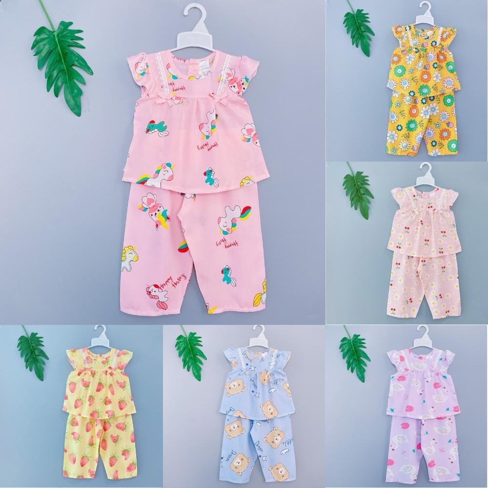 [6-27kg] Bộ quần áo trẻ em tay ngắn quần dài cánh tiên siêu yêu, Đồ bé gái tole lanh 2 da loại 1