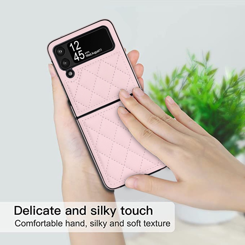 Bao Da Điện Thoại pu Chống Sốc Màu Trơn Cho samsung galaxy z flip 3 z flip 4 5g zflip5 zflip4 Ốp