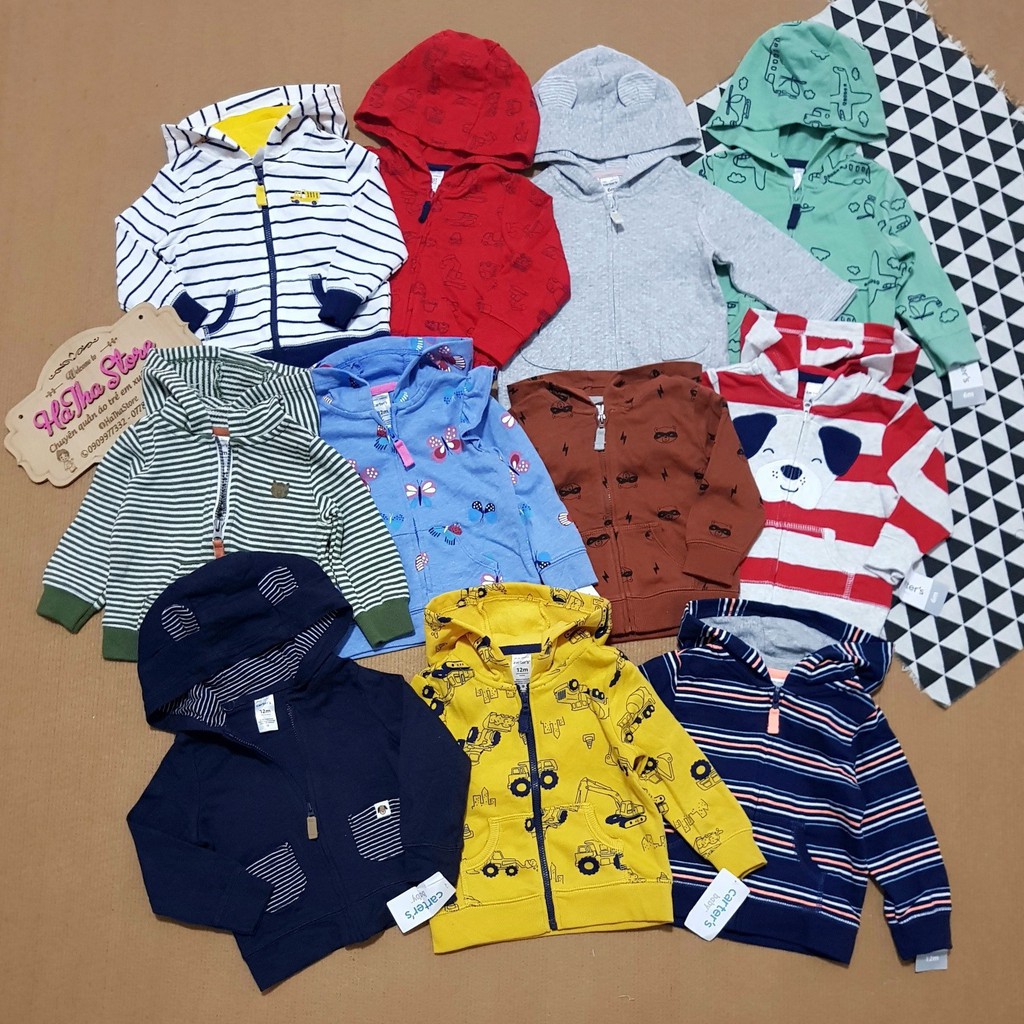 Jacket Áo khoác thun cotton lót da cá hoặc nỉ Carter cho bé trai