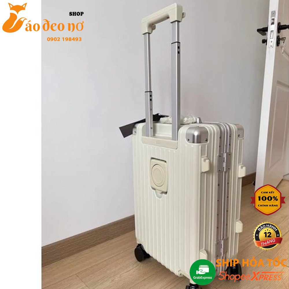 Vali đa năng kèm chức năng sạc, đựng bình nước, bo viền chống va đập Cáo Đeo Nơ