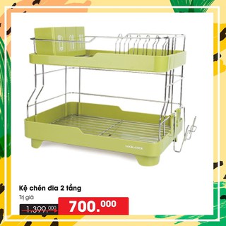 Giá để bát đĩa inox 2 Tầng Lock&Lock LDR2001 - Trắng,Xanh