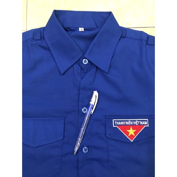 Combo 20 chiếc áo sơ mi đoàn thanh niên logo thêu chuẩn.
