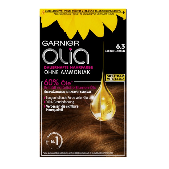 Thuốc nhuộm tóc Garnier Olia bền màu vĩnh cửu, chăm sóc và phục hồi tóc hư tổn, Hàng Đức