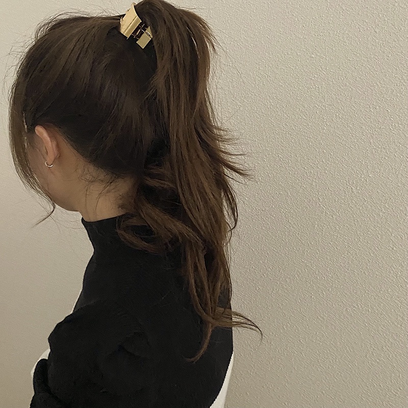 Kẹp Tóc Đuôi Ngựa Nhỏ Bằng Kim Loại Kết Cấu Đơn Giản Phong Cách hip hop