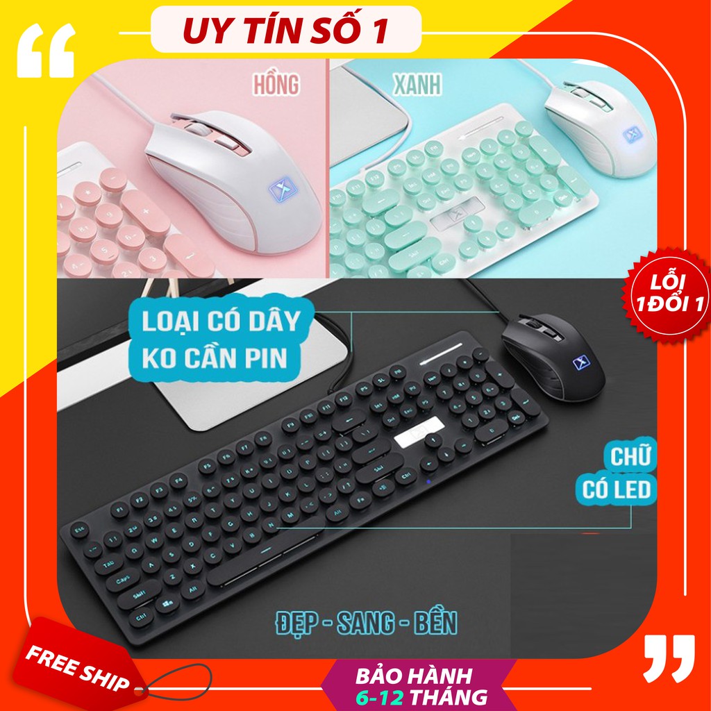 [HÀNG LOẠI 1] Bộ Bàn Phím Và Chuột Siêu Xinh N518 Cao Cấp Có Đèn Led Sáng Chữ, Phím Bấm Siêu Chuẩn