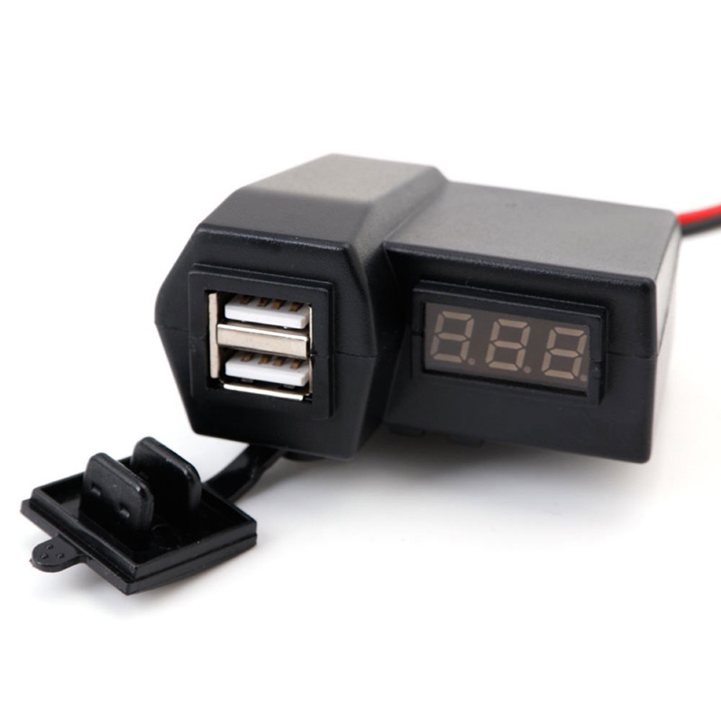 (MớI) Bộ SạC 2 CổNg USB + Vôn Kế LED Xanh Lá 3 1A Cho Xe MáY