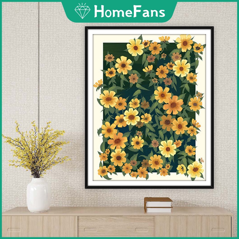 Bộ Tranh Đính Đá 5D Tự Làm Hình Hoa Cúc Vàng 40x50cm Trang Trí Nhà Cửa