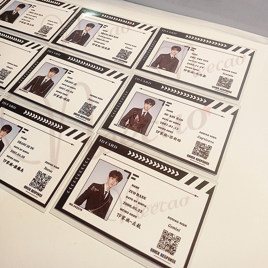 1 ID Card TF GIA TỘC F3 11 Thành Viên Chu Chí Hâm Tô Tân Hạo Tả Hàng Trương Cực Trương Trạch Vũ Designed Unoff Neecao