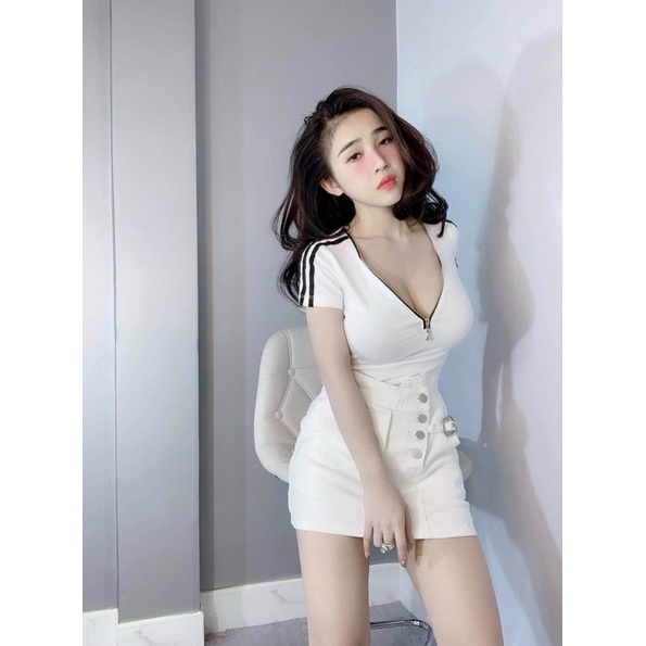 Áo thun nữ khoá kéo chất vải thun thái mềm mại, thoáng mát