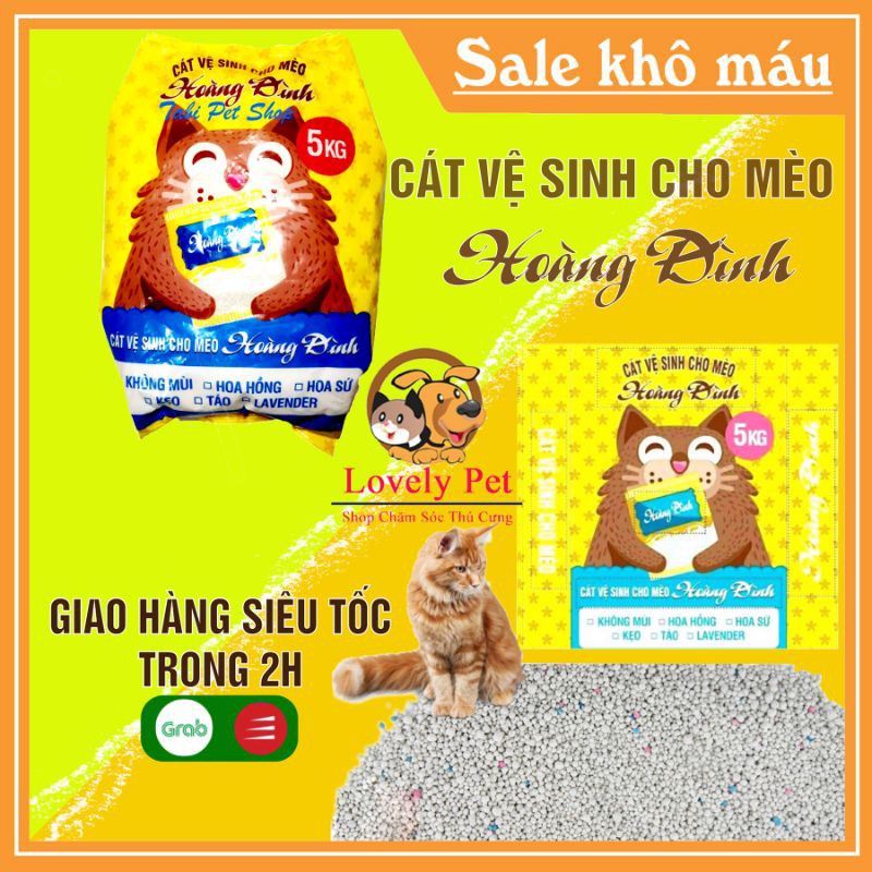 [Siêu Rẻ] Cát vệ sinh cho mèo giá rẻ Hoàng Đình không mùi 5kg.