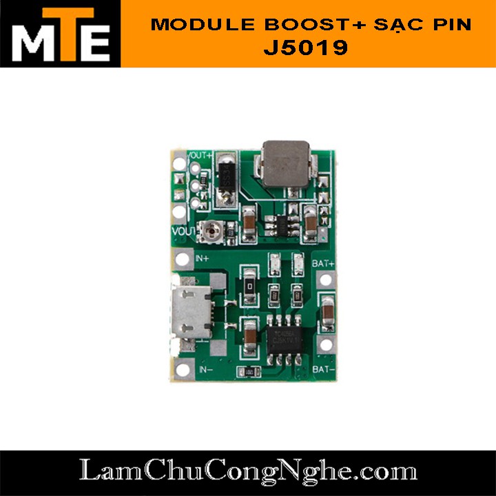 Mạch nguồn tăng áp 4.3-27V tích hợp sạc pin 18560 TA-J5019 - Module nguồn boost