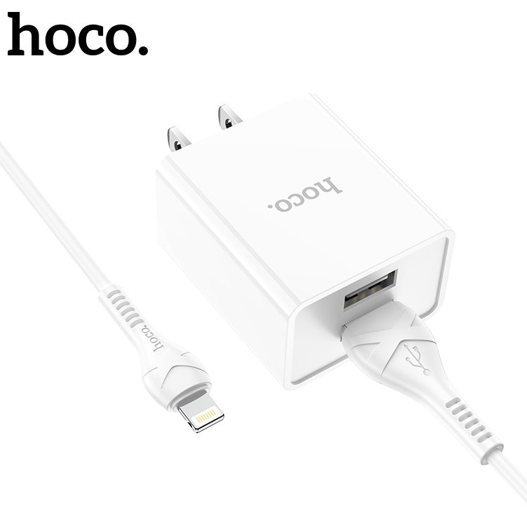 Bộ sạc Hoco C89 cho IPHONE 2 cổng USB, sạc nhanh 2.1A, tương thích với dòng iPhone/iPad, chân cắm US, dây dài 1m
