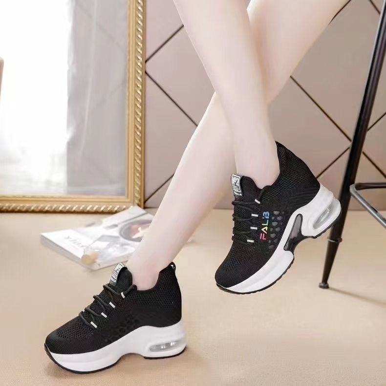 Giày Thể Thao Phối Lưới Thoáng Khí Đế Độn 8cm Thời Trang Mùa Hè Mới Cho Nữ