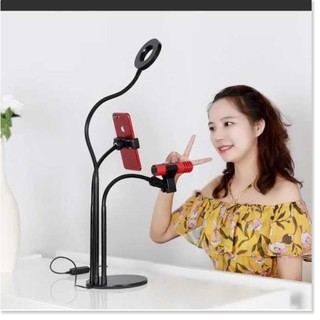 Đèn livestream.Bộ dụng cụ hỗ trợ Live Stream 3 in 1 đa năng có đèn LED chuyên nghiệp hỗ trợ bán hàng
