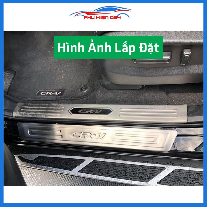 Bộ ốp bậc cửa trong ngoài nẹp bước chân CRV 2017-2018-2019-2020-2021-2022 Inox chống trầy trang trí xe