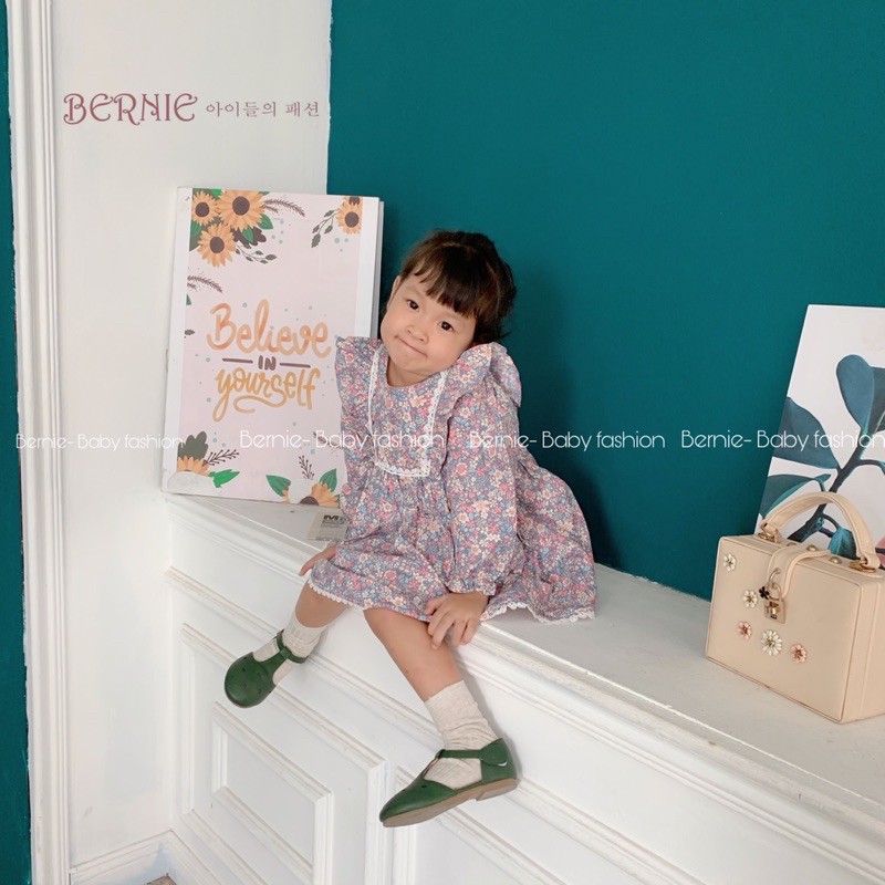 Váy thô dài tay thu đông phối ren ngực cho bé từ 9 đến 19kg_Bernie Kids