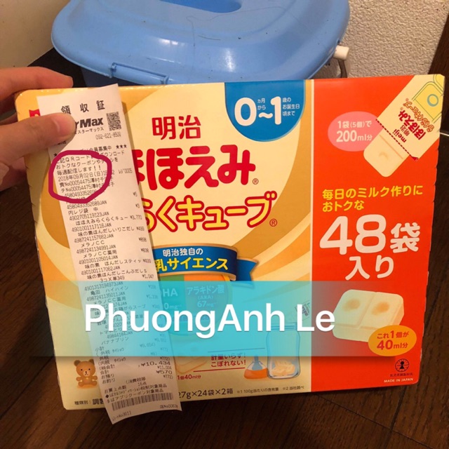 Sữa Meiji thanh cho bé từ 0-1 tuổi bill mua hàng 2/9/2018