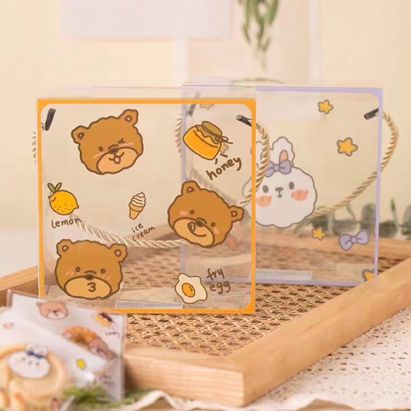 Hộp mica Gấu Brown Thỏ Cony đựng bánh quy, bánh dứa, bánh thuyền