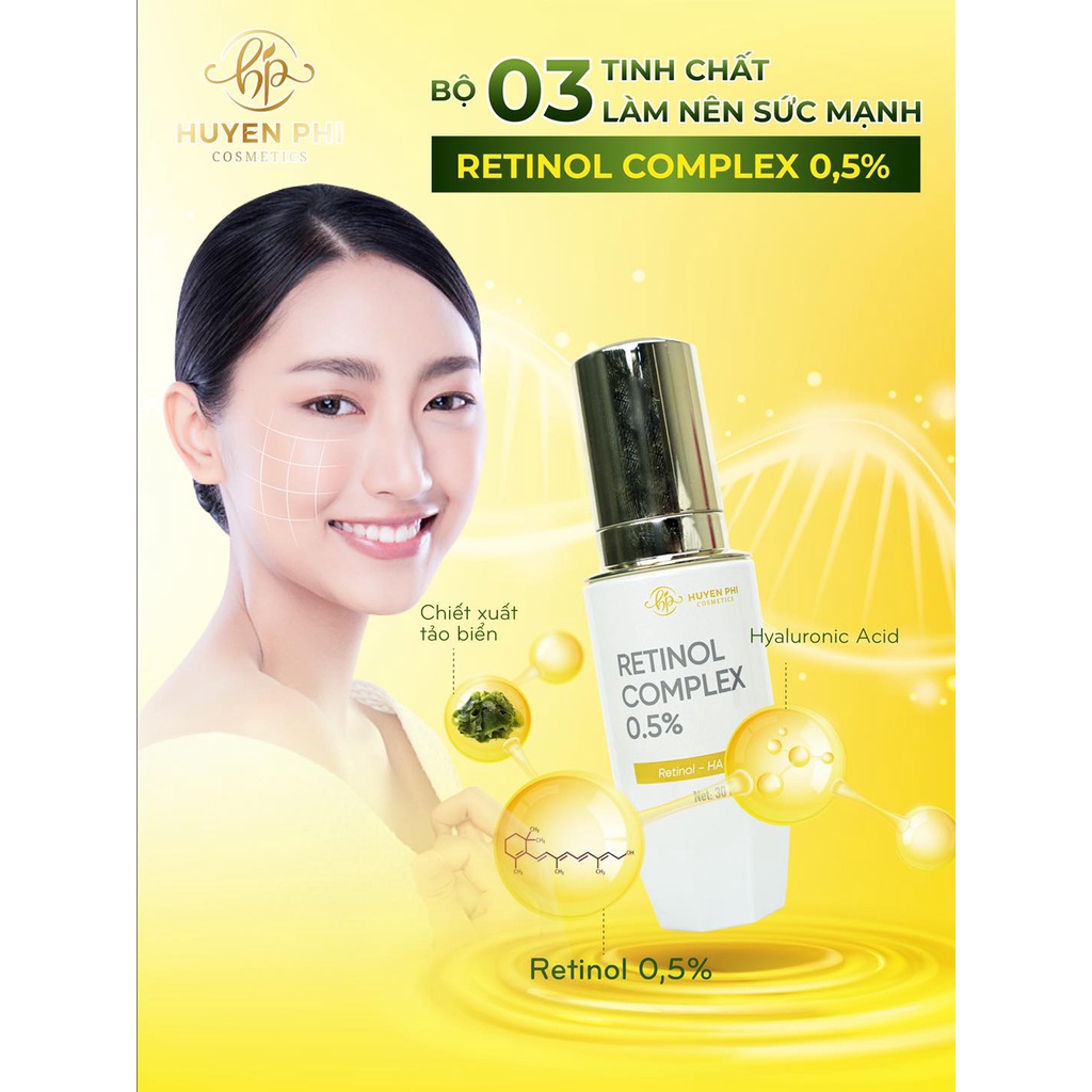 Combo Huyền Phi Cosmetics phục hồi da (Retinol 30ml + Heli B5 Cream30gr)