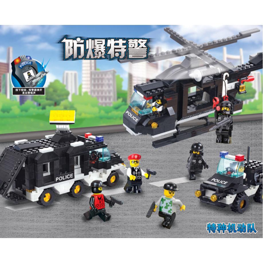 Compatible With  499 Pcs Sluban Helicopter And Special Police Car  Building