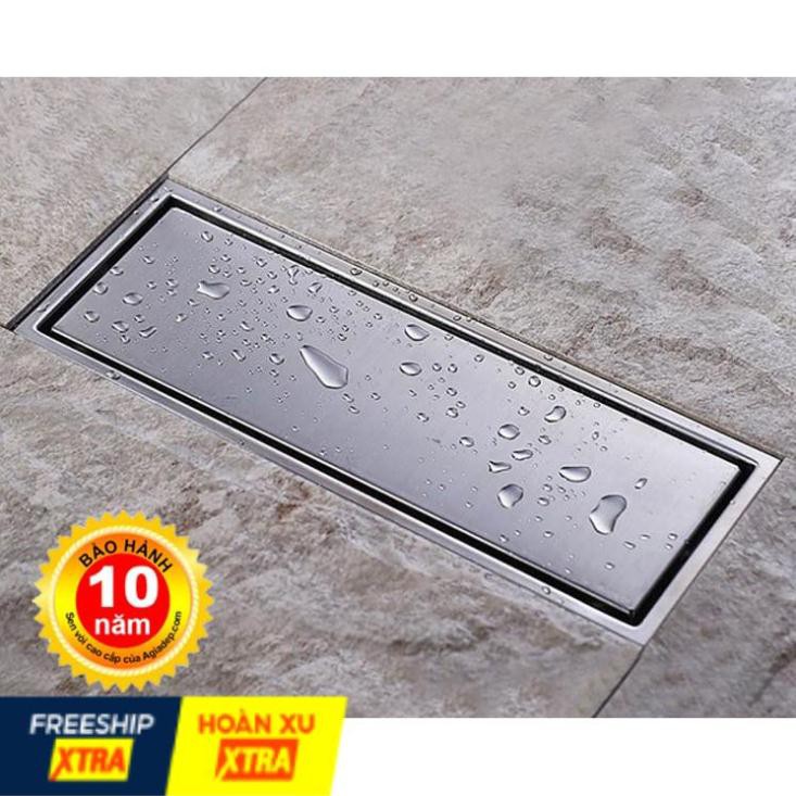 Thoát sàn chống mùi hôi (Dạng phễu nước) Inox sus304 (Xịn Đẹp) (Kiểu dài 30x11cm) cho Biệt thự, Khách sạn, Resort, v.v