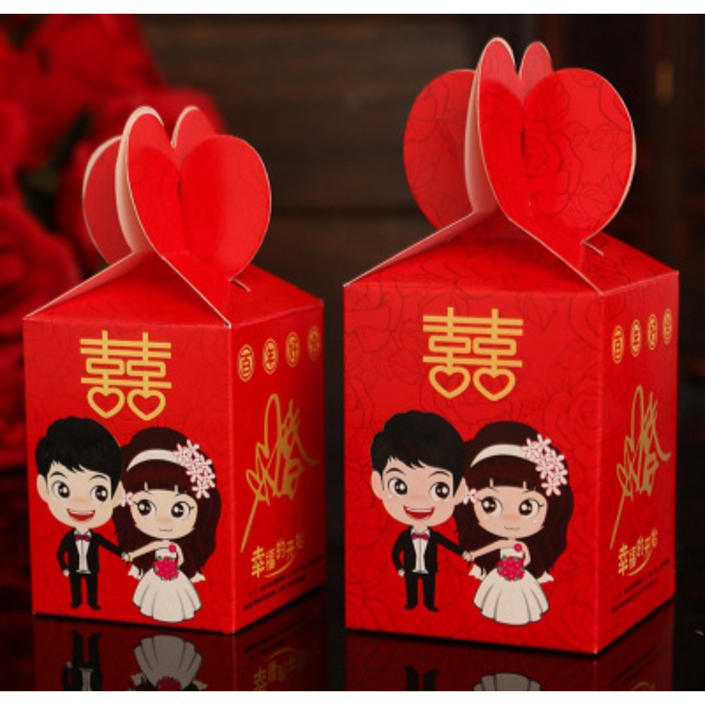 100 Hộp Quà Cưới Vuông Tim siêu xinh
