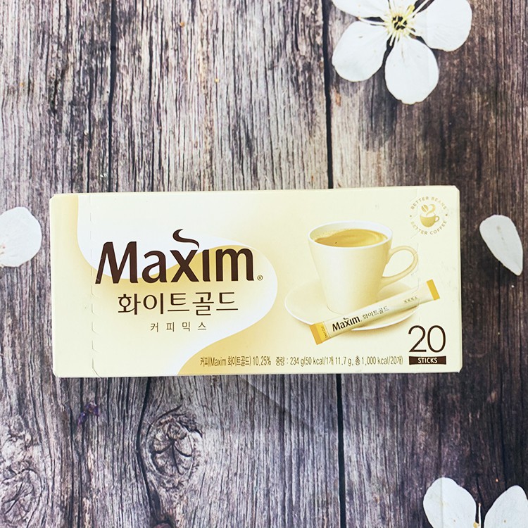 CÀ PHÊ HÒA TAN MAXIM WHITE GOLD HÀN QUỐC HỘP 20 GÓI
