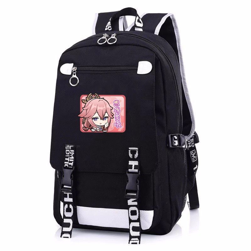 Balo nam nữ in hình GENSHIN IMPACT ver CHỮ NHẬT anime chibi Thiết kế thông minh đi học tiện lợi nhiều mẫu