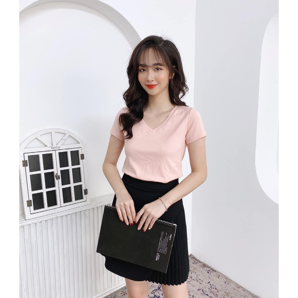 Pull cotton dẻo CỔ TIM nhiều màu