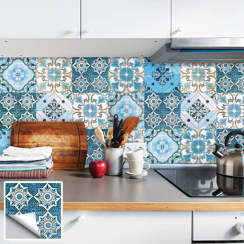 Miếng Dán Tường Tự Dính Chống Thấm Nước Họa Tiết Gạch Lát Sang Trọng Trang Trí Cho Nhà Bếp / Phòng Tắm