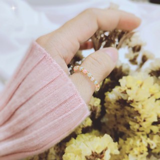 Nhẫn nữ hạt cườm tone pastel phong cách Hàn