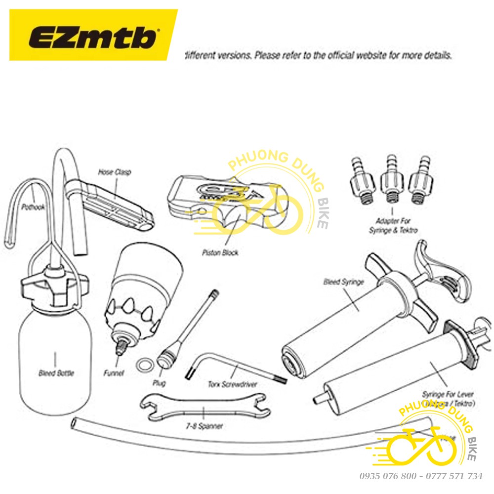 Bộ công cụ bơm phanh dầu thắng xe đạp Shimano, Tektro, Magura - EZMTB 01