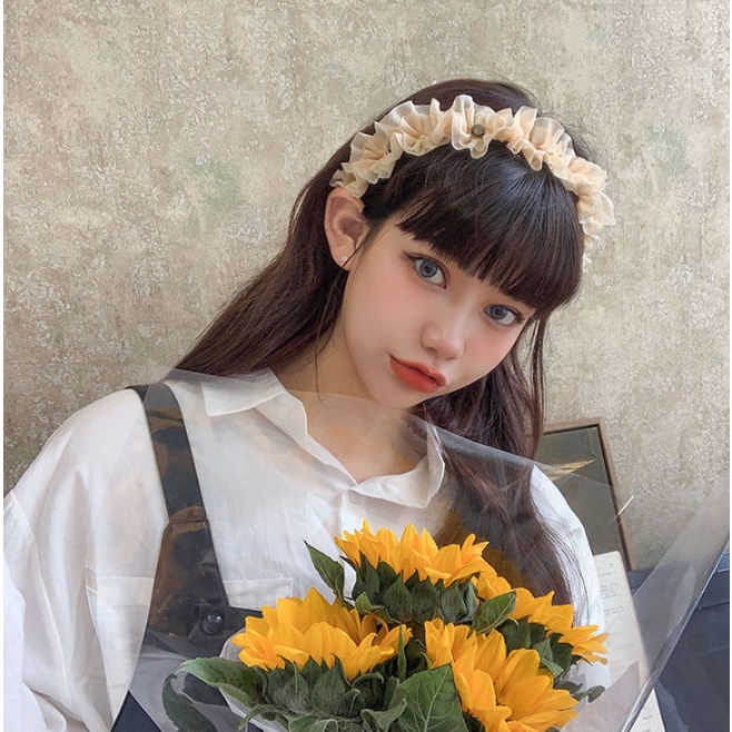 Băng Đô Cài Tóc Ren Voan Dún 2 Lớp Tiệm Thêu Việt Phong Cách Lolita