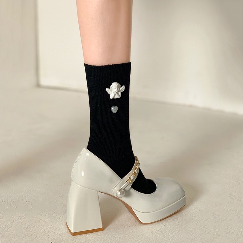 _ Giày lolita quai phối xích dán đế trụ 9cm