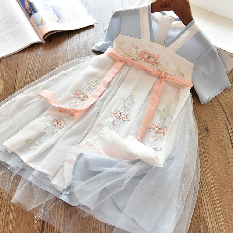 Đầm Hán Phục Công Chúa Cổ Điển Thêu Họa Tiết Xinh Xắn Thời Trang Mùa Hè Cho Bé Gái