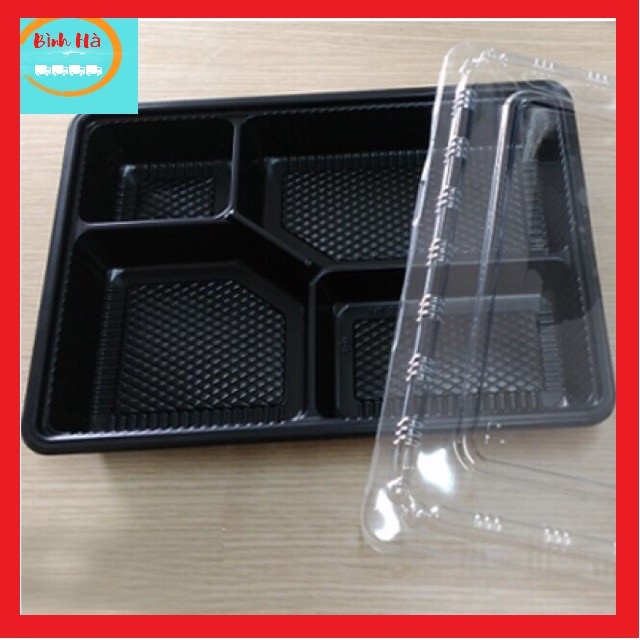 Combo 50c Hộp Nhựa Đựng đồ ăn 4 Ngăn Dùng 1 Lần