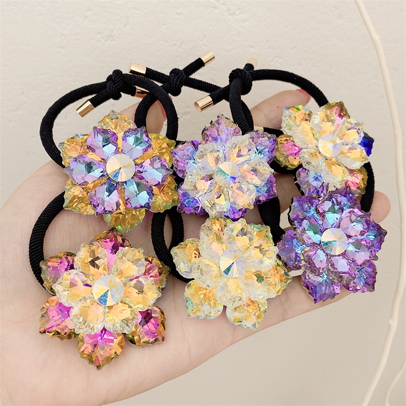 Dây Buộc Tóc Cao Su Co Giãn Đính Đá Hình Hoa Tuyết Sang Trọng 2022