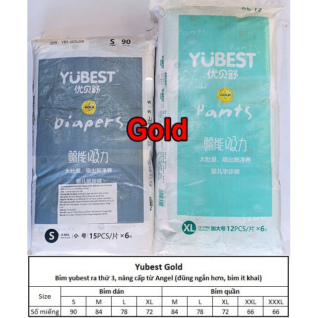 [Tặng quà] Bỉm YUBEST Angel / Gold / Night / Natural / Core nội địa Trung Quốc quần / dán S132, S90, M108, M84, L96, L78