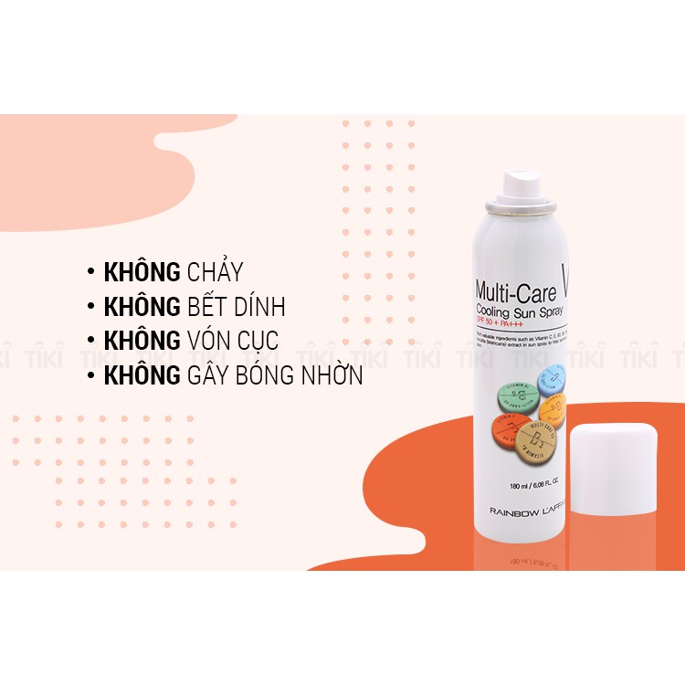 Chống nắng dạng xịt Rainbow L'affair Multi-Care V5 Cooling Sun Spray SPF50+ PA+++ 180ml