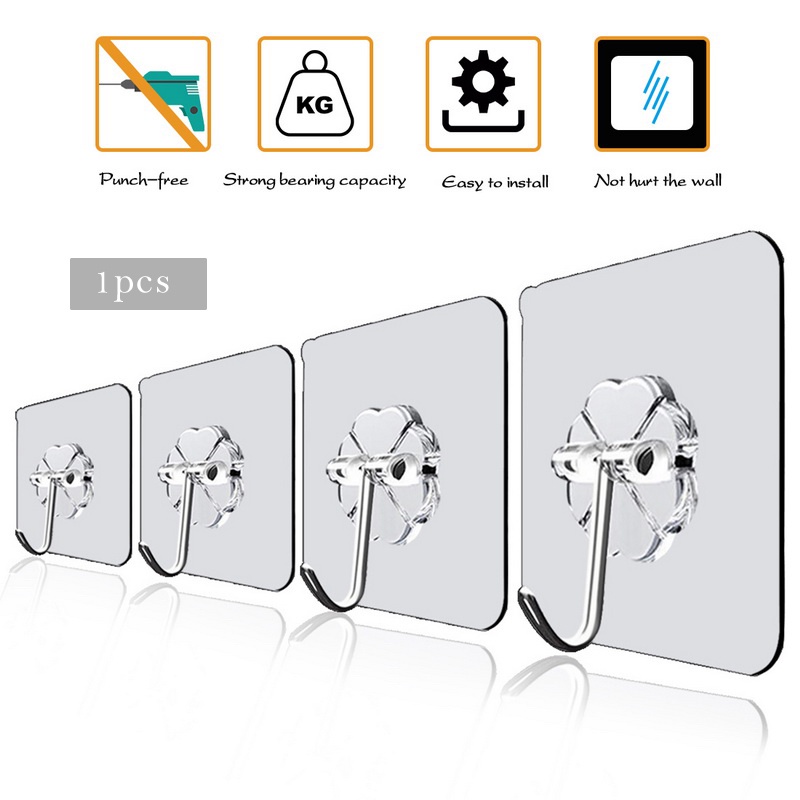 1 Móc Dán Tường Trong Suốt Đa Năng Tiện Dụng